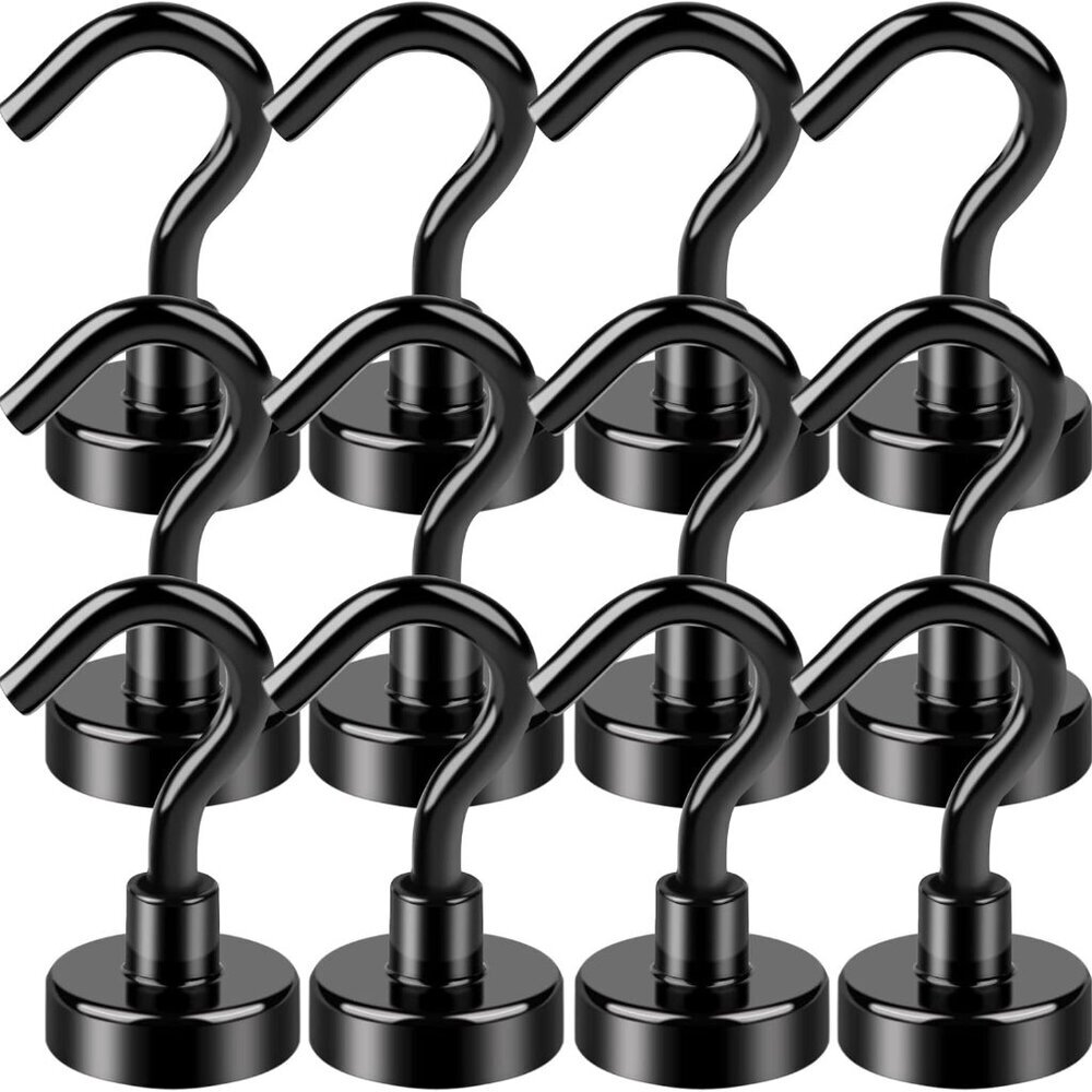 Black Magnetic Hooks, 30Lbs Strong Magnetic Hooks Heavy Duty with Epoxy Coating